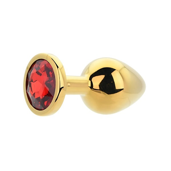 Loving Joy Toosh gold metal butt plug medium red stone (British brand)