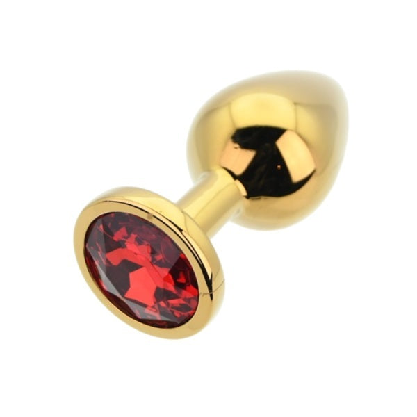 Loving Joy Toosh gold metal butt plug medium red stone (British brand)