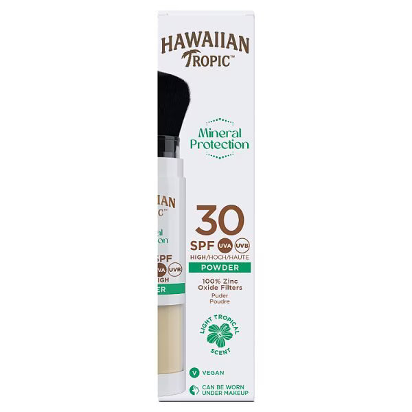 Hawaiian Tropic mineral sunscreen powder brush SPF 30, UK version