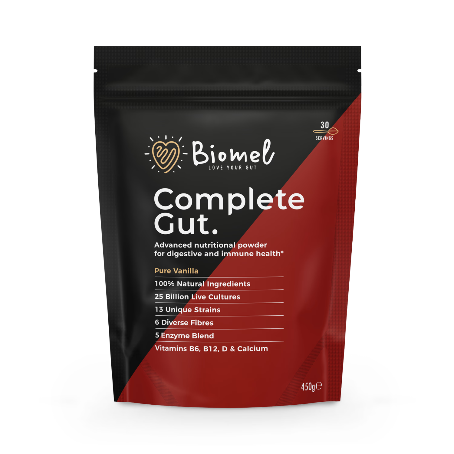 Biomel Complete Gut vanilla powder 450g - British product