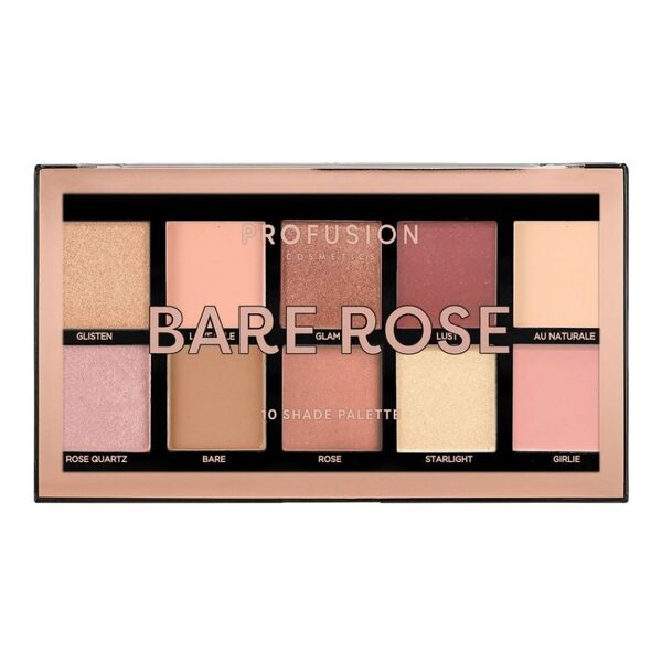 Profusion Cosmetics Bare Rose 10 shade eyeshadow palette (British brand)