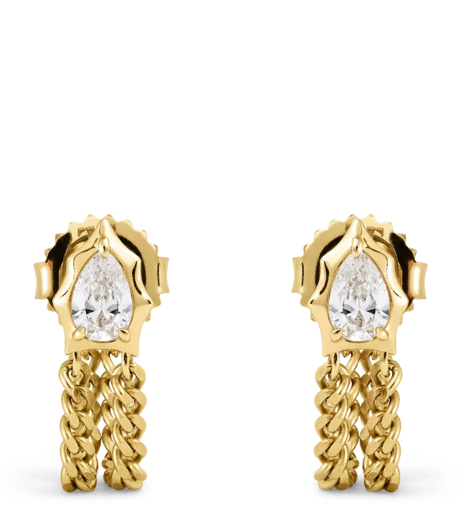 Jade Trau Envoy chain earrings in yellow gold with diamonds, imported from the UK