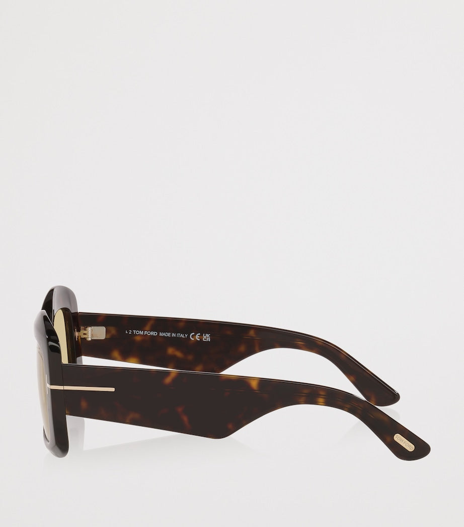 TOM FORD Venetia oversized acetate sunglasses with gold T detail, imported from the UK
