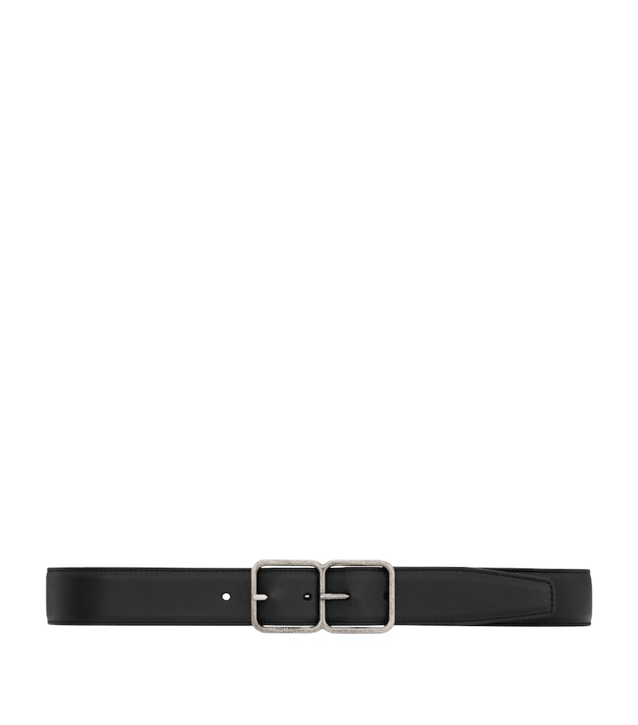 Saint Laurent Double Boucle Cadre leather belt 3.5cm, imported from the UK