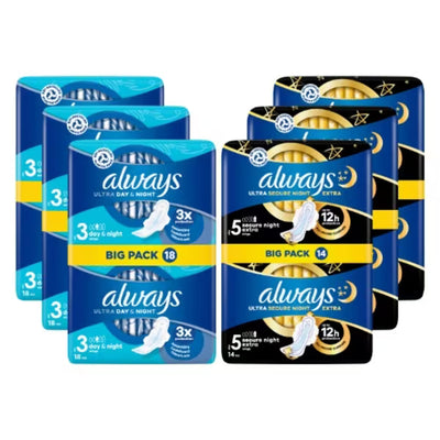 Superdrug Always Ultra Day & Night Secure Night Sanitary Towels Bundle Size 3 & 5- اشترِ عبر الإنترنت من McGrocer