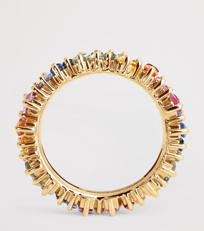 Suzanne Kalan yellow gold rainbow sapphire eternity ring (British brand)