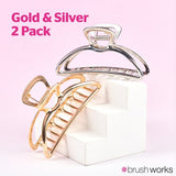 Brushworks metal claw clips gold and silver 2 pack, UK version