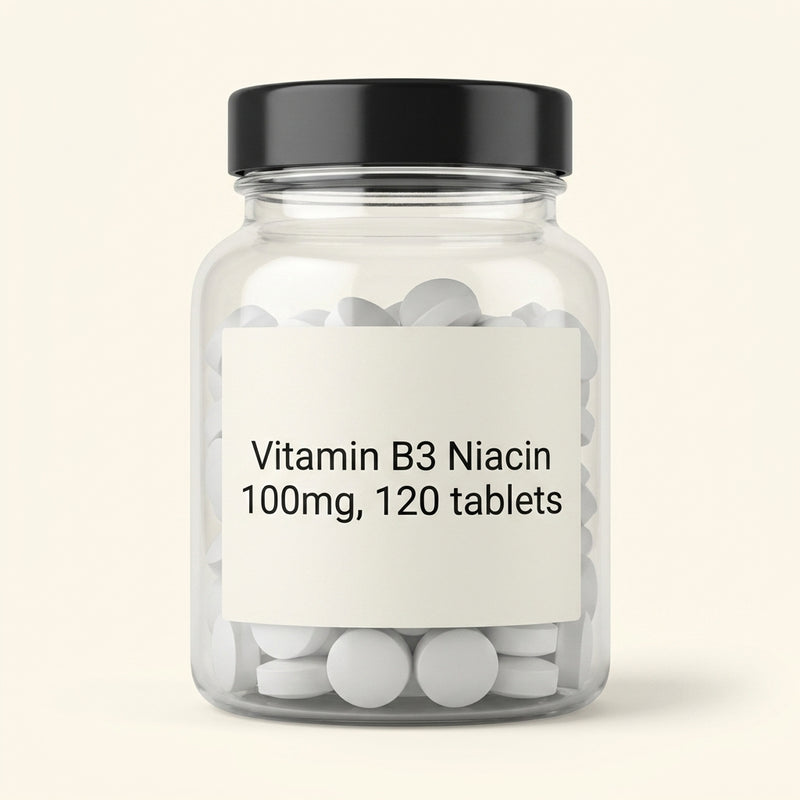 Holland & Barrett vitamin B3 niacin tablets 100mg, imported from the UK