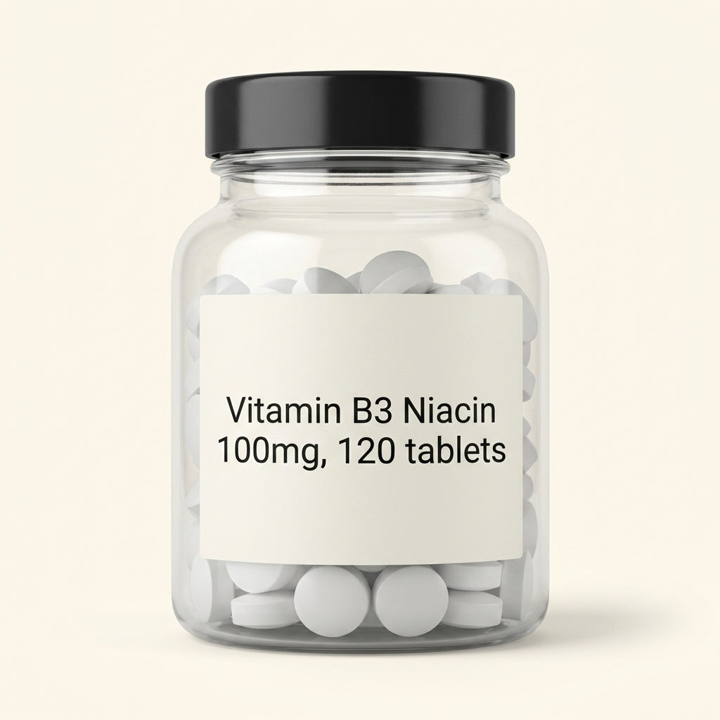 Holland & Barrett vitamin B3 niacin tablets 100mg, imported from the UK