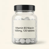 Holland & Barrett vitamin B3 niacin tablets 100mg, imported from the UK
