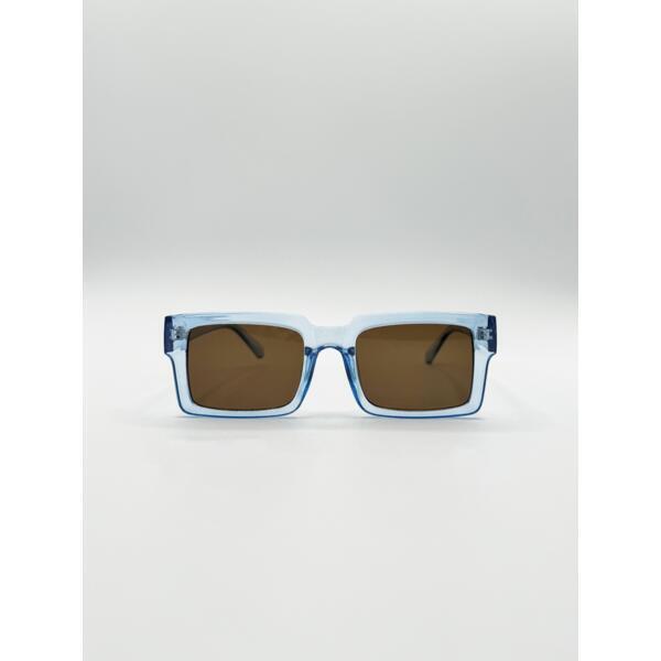 SVNX square frame sunglasses translucent blue brown lenses, imported from the UK