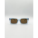 SVNX square frame sunglasses translucent blue brown lenses, imported from the UK