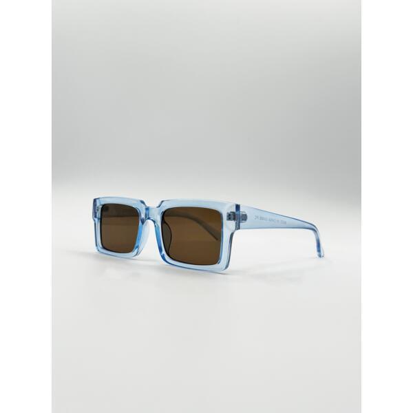 SVNX square frame sunglasses translucent blue brown lenses, imported from the UK
