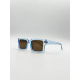 SVNX square frame sunglasses translucent blue brown lenses, imported from the UK