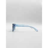 SVNX square frame sunglasses translucent blue brown lenses, imported from the UK