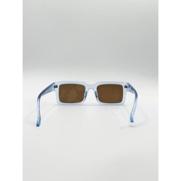 SVNX square frame sunglasses translucent blue brown lenses, imported from the UK