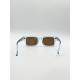 SVNX square frame sunglasses translucent blue brown lenses, imported from the UK