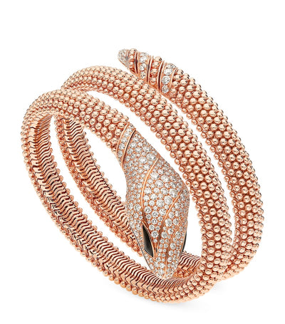 Harrods Bvlgari Rose Gold and Diamond Serpenti Pallini Cuff Bracelet- Buy online at McGrocer