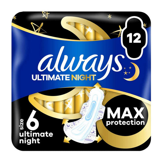 Always Sanitary Towels Ultimate Night (Size 6) Wings X12 Pads GOODS Boots   