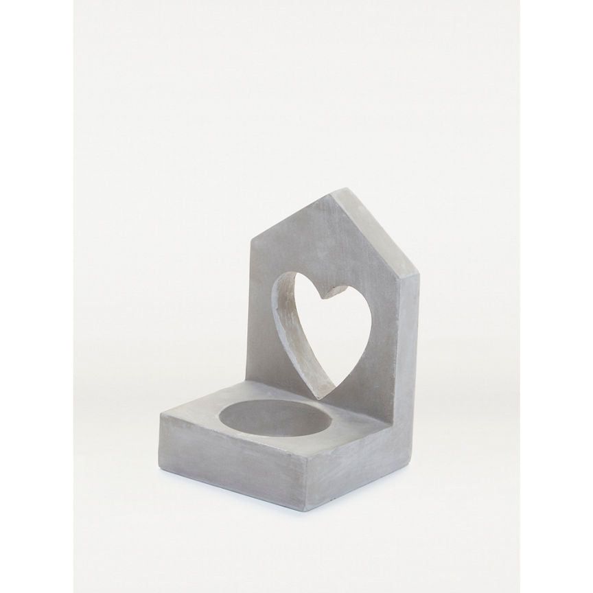 George Home Grey Cement Heart Tealight Holder General Household ASDA   