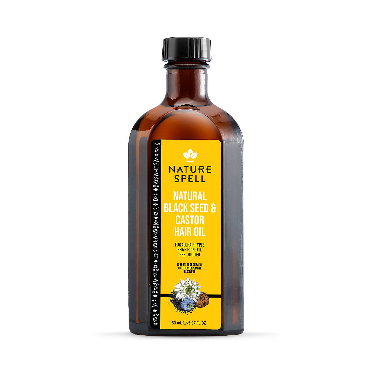 Nature Spell Black Seed and Castor Hair Oil 150ml, imported from the UK