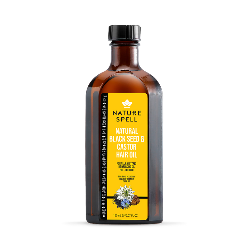 Nature Spell Black Seed and Castor Hair Oil 150ml, imported from the UK