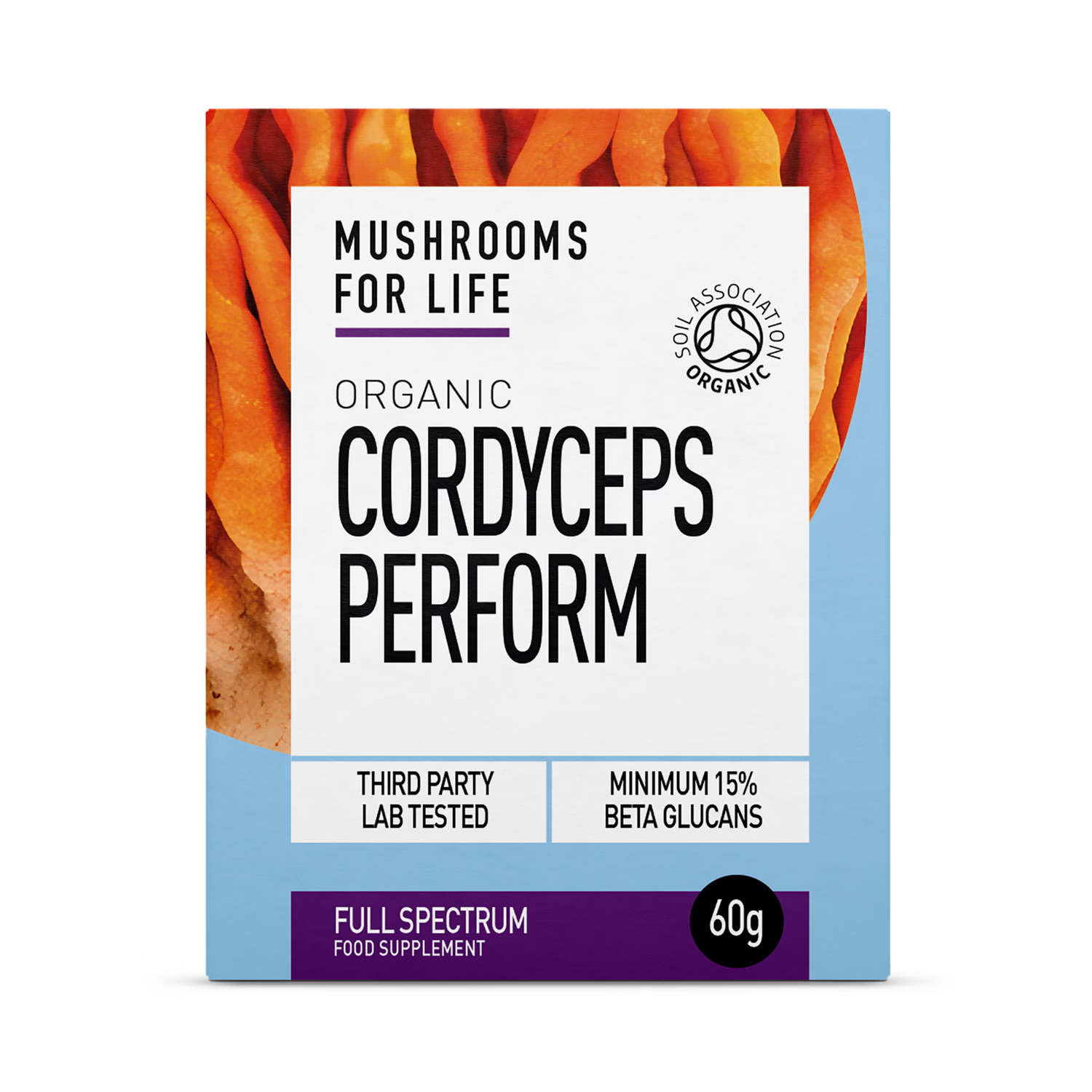 Mushrooms For Life cordyceps powder Perform Full Spectrum 60g, UK version