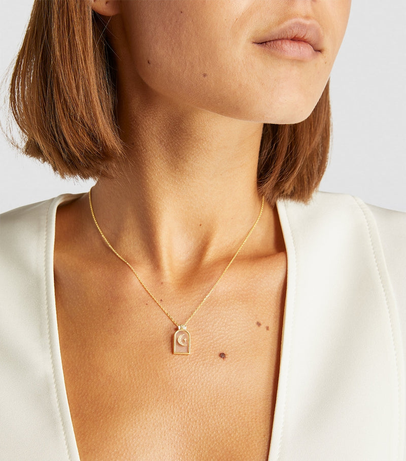 L'Atelier Nawbar Biladi Hilal necklace yellow gold diamond, imported from the UK