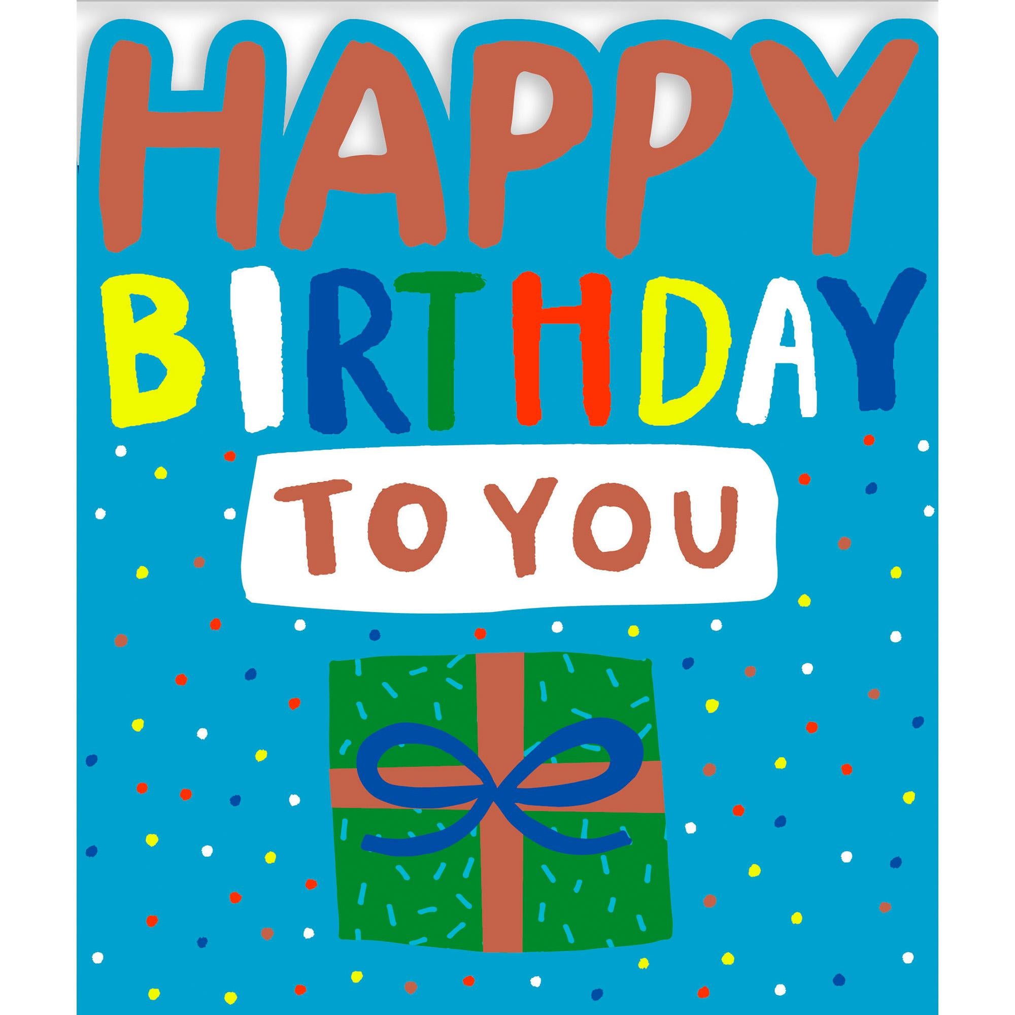 Sainsbury's Happy Birthday Card Green Present Die-Cut Juvenile Greeting Card GOODS Sainsburys   