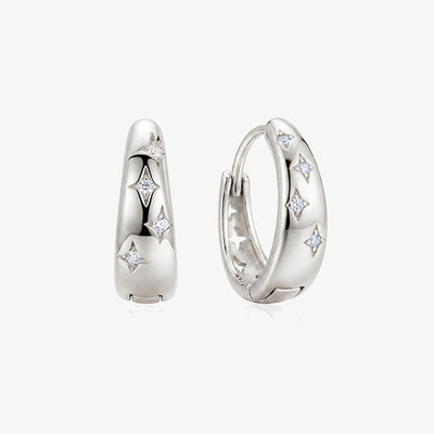 Superdrug MUCHV Huggie Hoop Earrings With Stars in Silver- Buy online at McGrocer