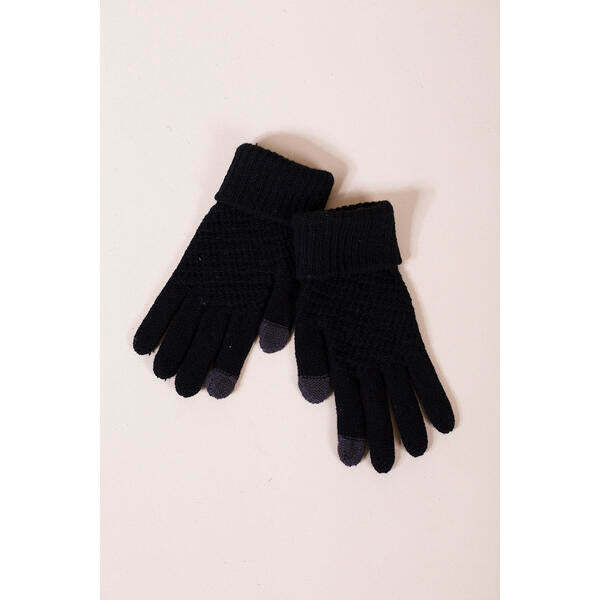SVNX touch screen knitted gloves in black one size, imported from the UK