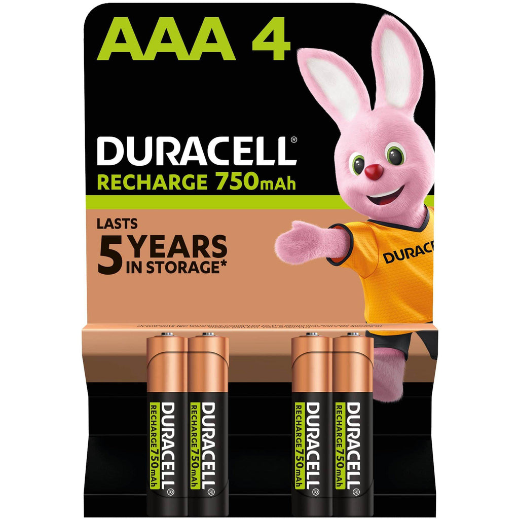 Duracell Rechargeable AAA 750mAh Batteries, pack of 4