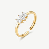 MUCHV adjustable marquise ring with cubic zirconia - British product