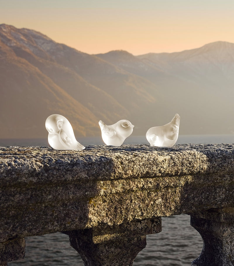 Lalique crystal bird sculpture Piou-Piou Wing Up 5.5cm, UK version