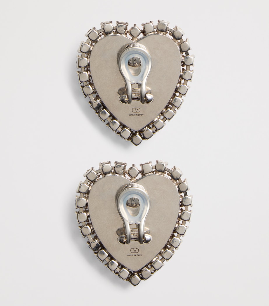 Valentino Garavani Coeur Hyperbole clip-on earrings with crystals, imported from the UK