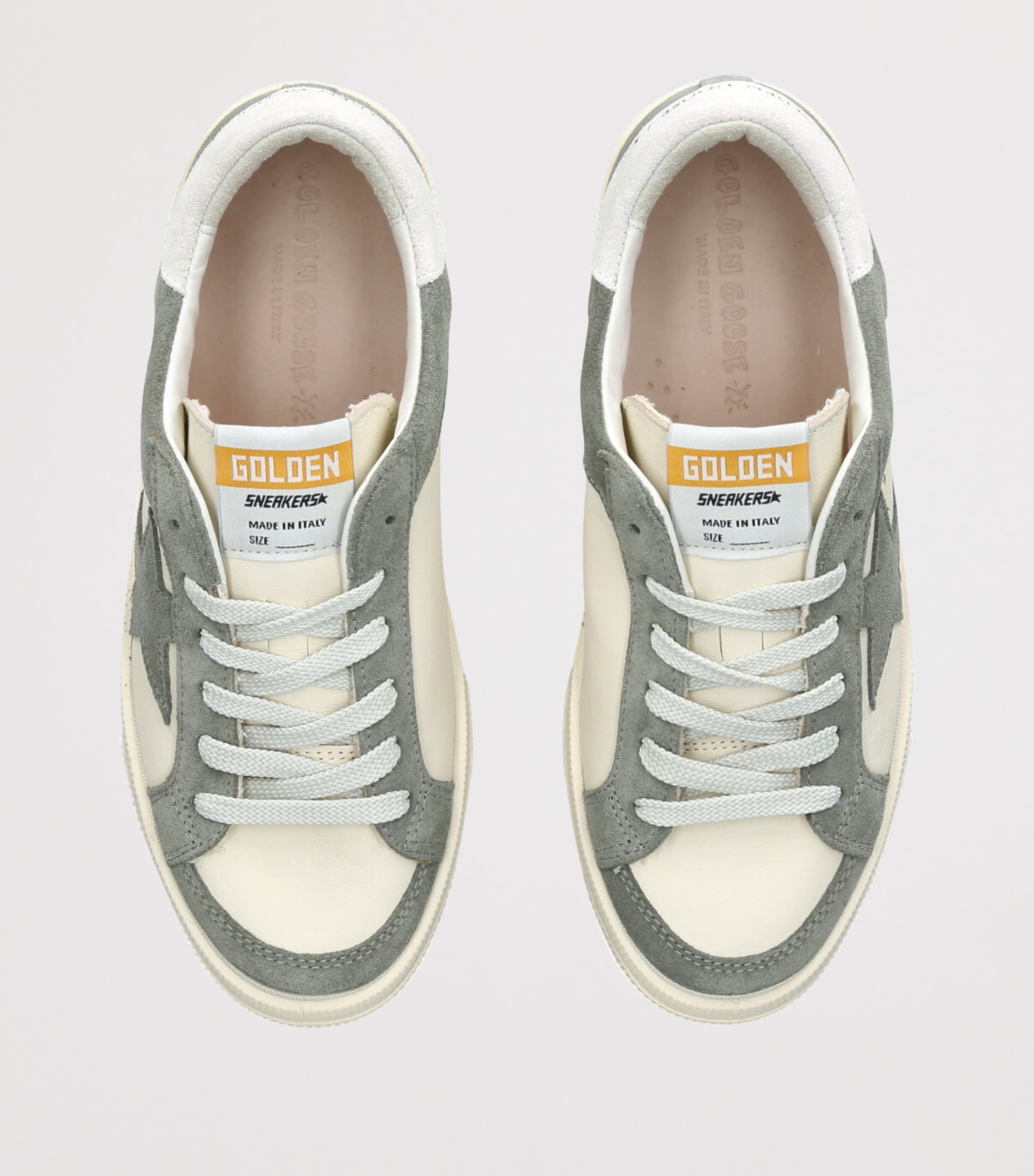 Golden Goose leather sneakers for children with star appliqué and smiley face sole, UK version