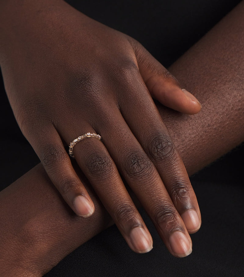 Suzanne Kalan rose gold eternity ring with diamonds, imported from the UK