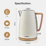 Vonhaus kettle and toaster set cream and wood finish (British brand)