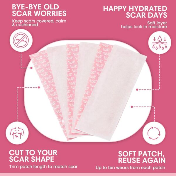 Booby Tape silicone scar patches 6x20.5cm reusable - British product