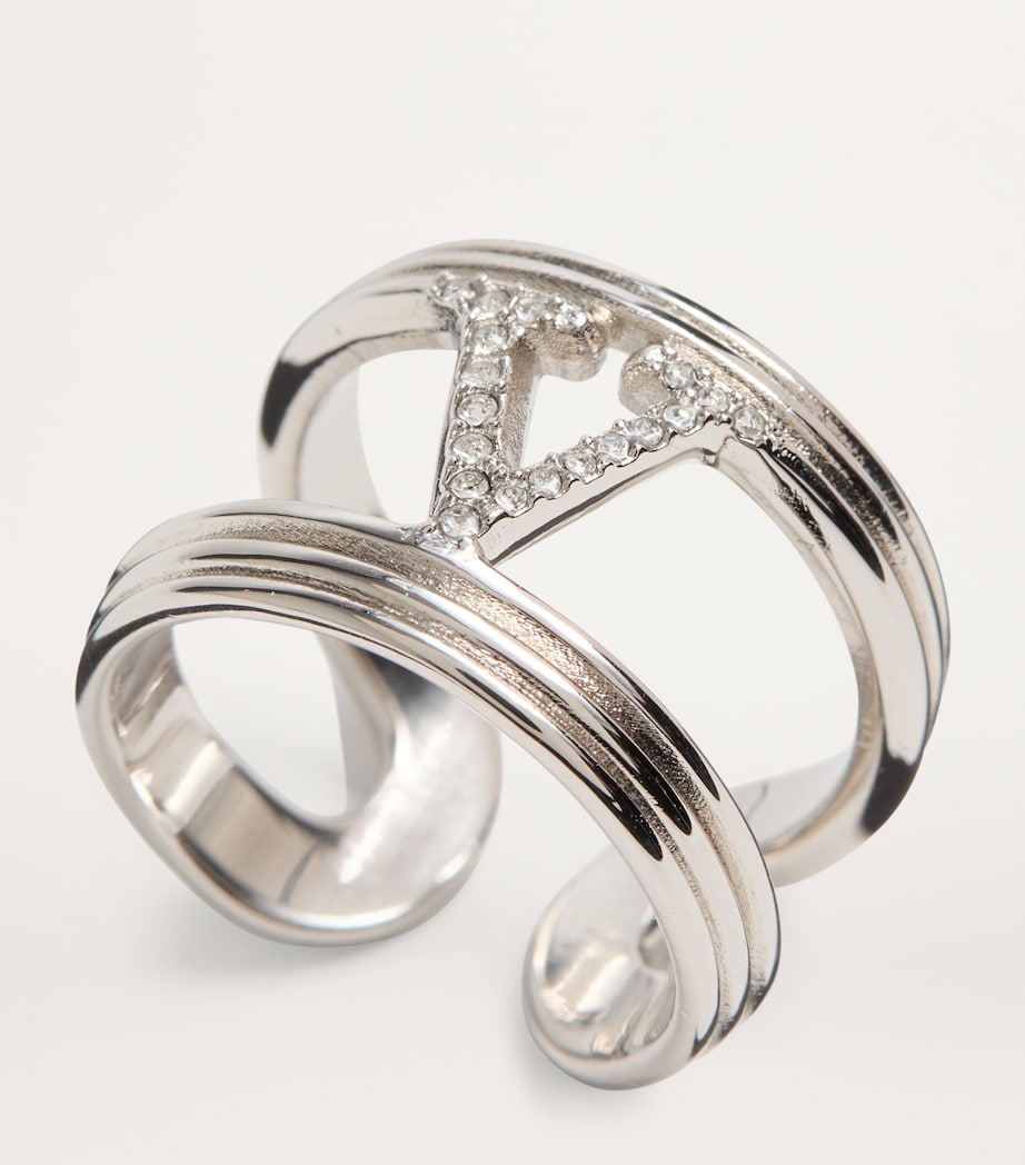 Valentino Garavani crystal VLogo ring brass (British brand)