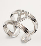 Valentino Garavani crystal VLogo ring brass (British brand)