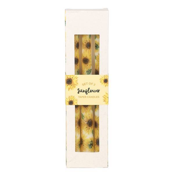 Something Different sunflower taper candles pack of 3 (British brand)
