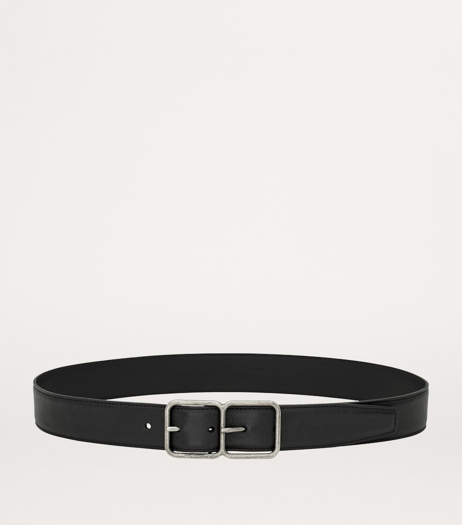 Saint Laurent Double Boucle Cadre leather belt 3.5cm, imported from the UK
