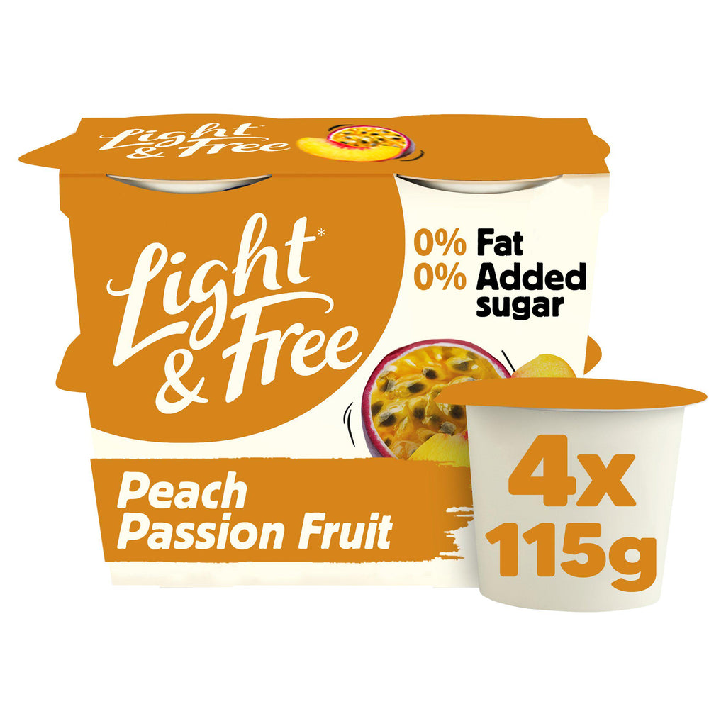 Light&Free Peach Passion Fruit 0% Added Sugar, Fat Free Yogurt 4x115g