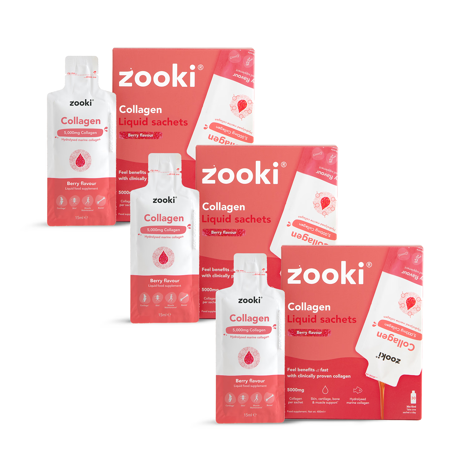 Zooki marine collagen 5000mg berry flavour 90 sachets - British product