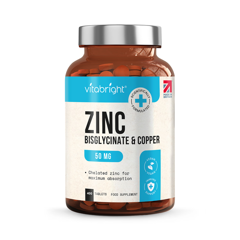VitaBright Zinc Bisglycinate with Copper supplement 400 tablets, UK version