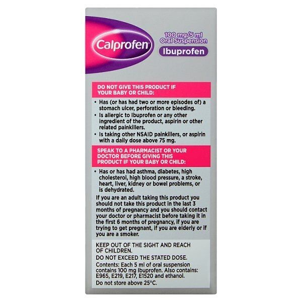 Calprofen Ibuprofen Suspension 3+ Months Sugar Free 100ml GOODS Superdrug   