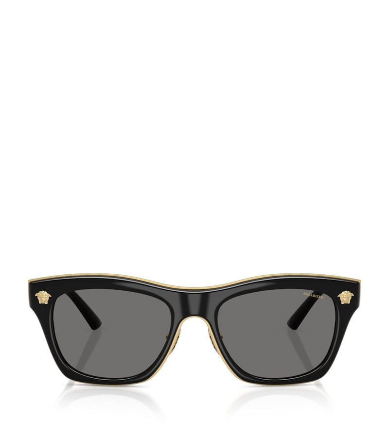 Lunettes de soleil Versace Square Medusa monture en métal doré, version UK