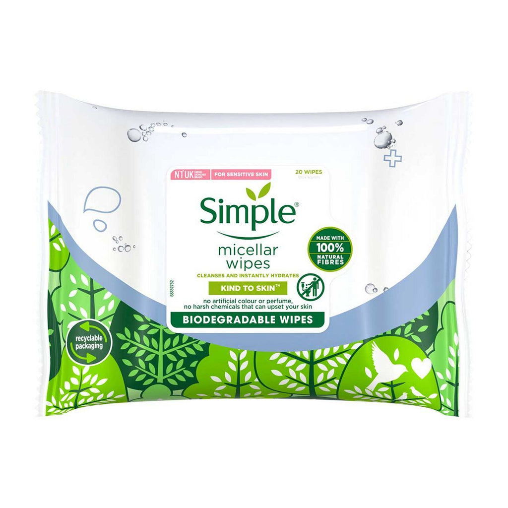 Simple Kind to Skin Micellar Biodegradable Cleansing Wipes 20 Wipes