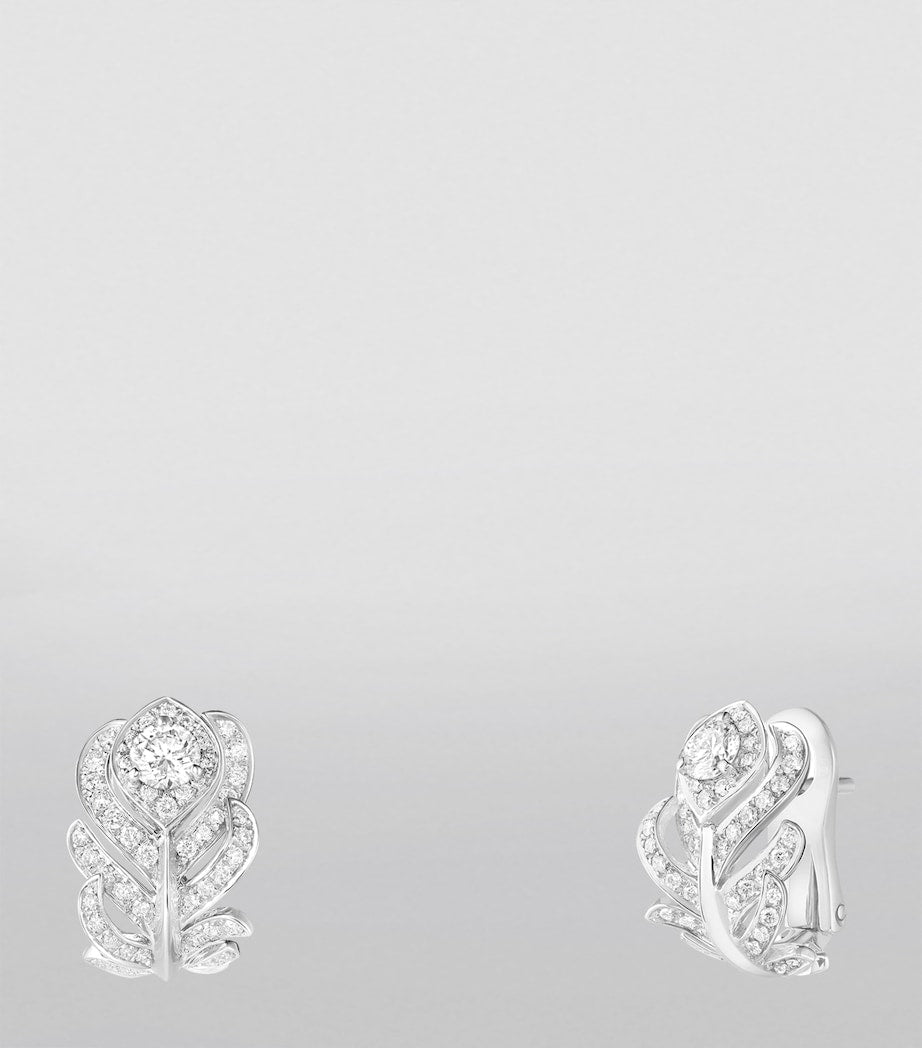 Boucheron Plume de Paon clip-on earrings in white gold with diamonds - British product